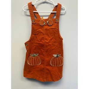 Isaac Mizrahi Toddler Girls Burnt Orange Corduroy Pumpkin Jumper Dress 4T Set